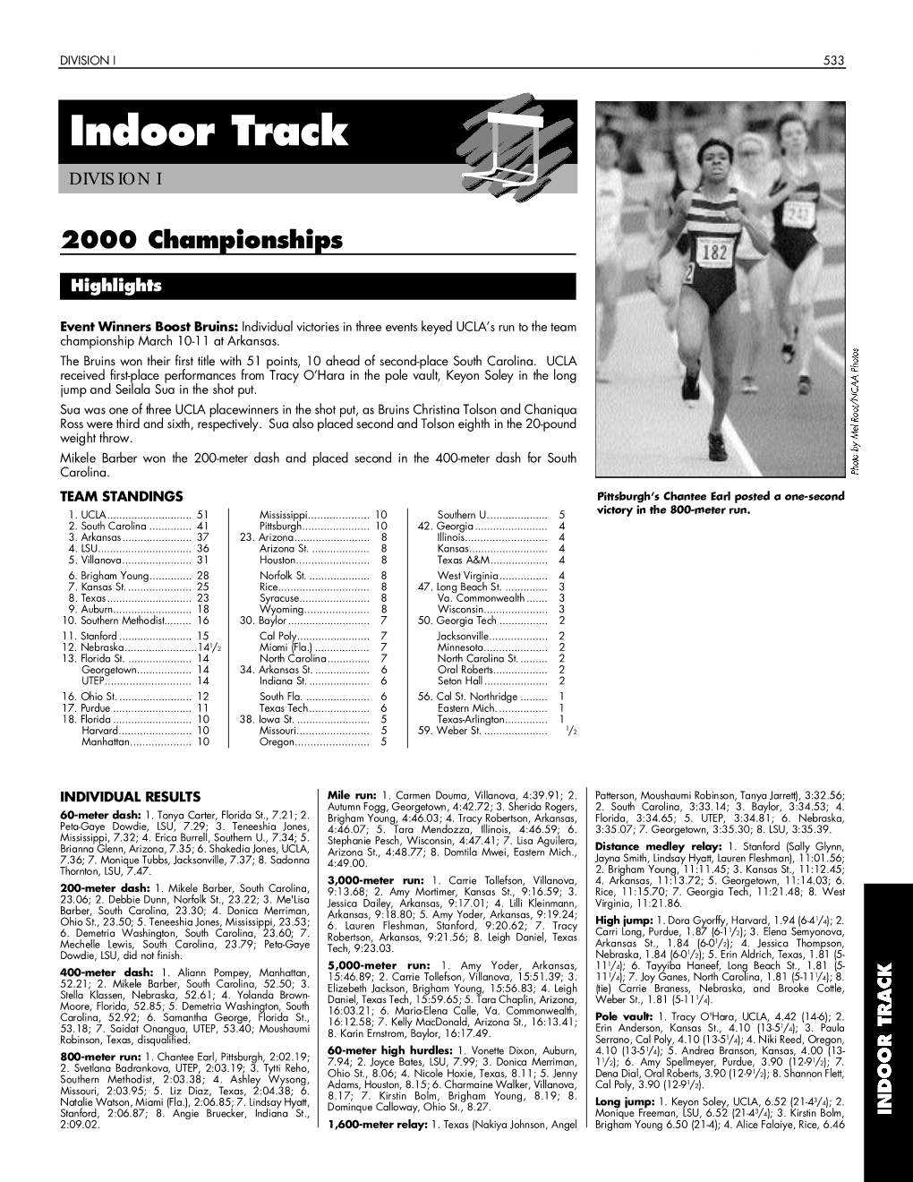 1999-00 NCAA Women's Indoor Track and Field Championships Records