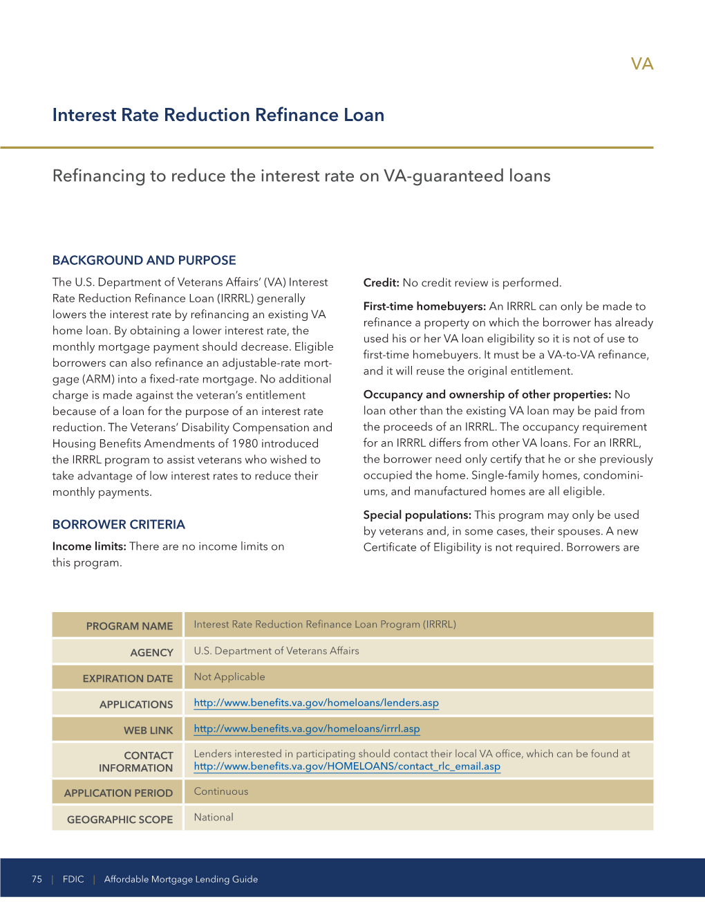 Interest Rate Reduction Refinance Loan (IRRRL)