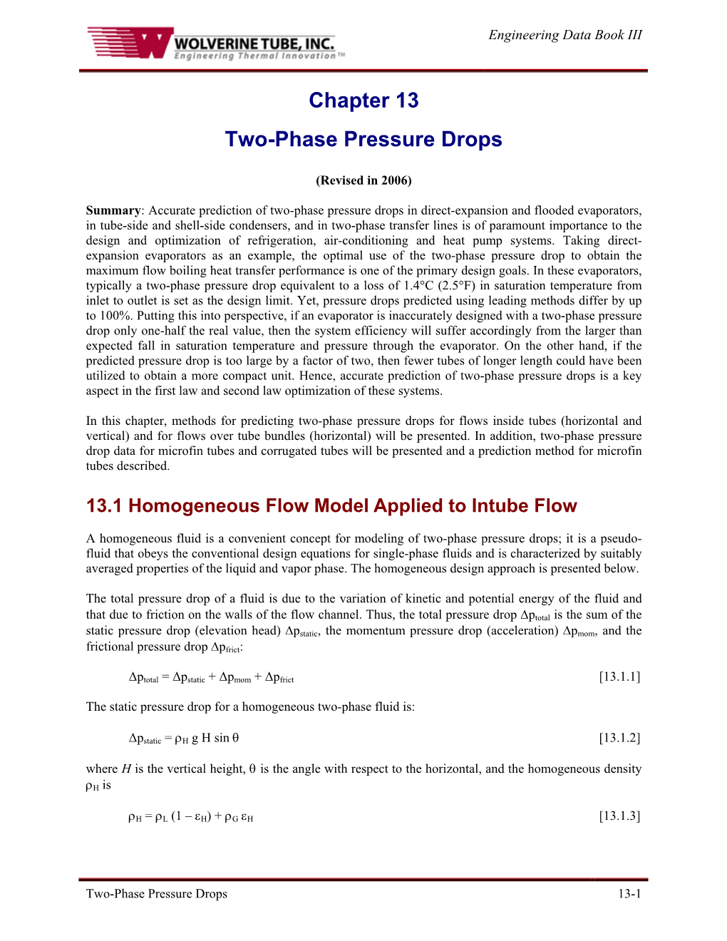 Chapter 13 Two-Phase Pressure Drops