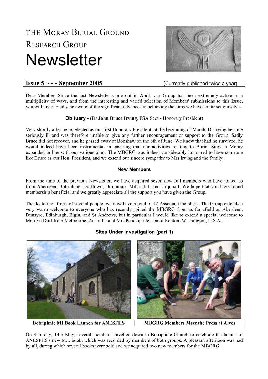THE MORAY BURIAL GROUND RESEARCH GROUP Newsletter