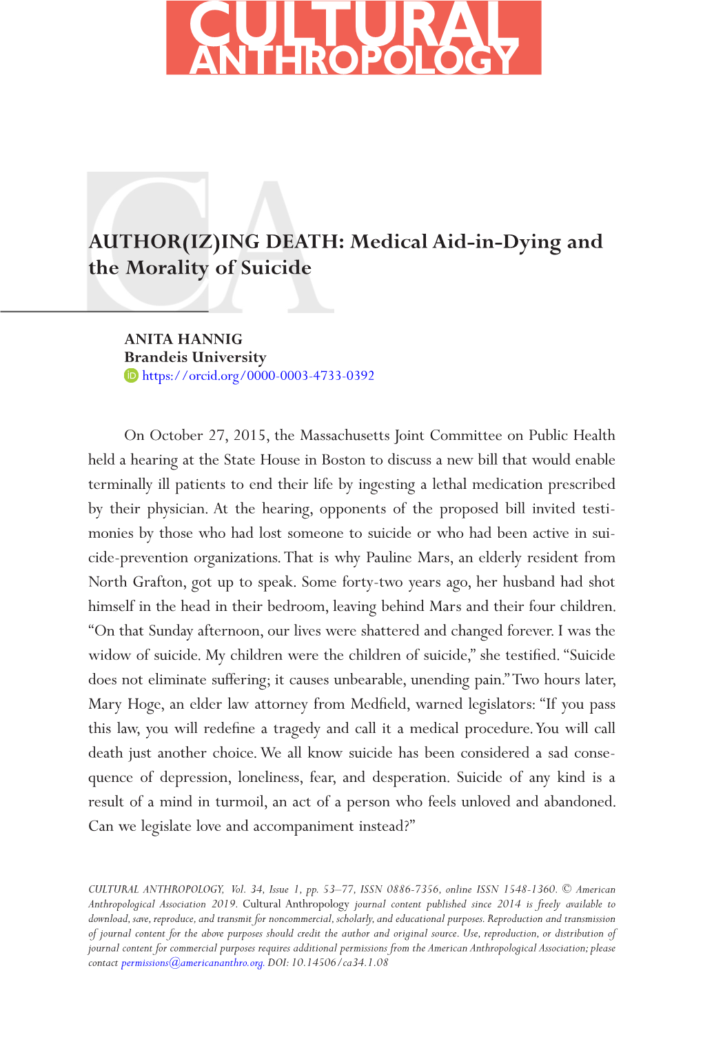 ING DEATH: Medical Aid-In-Dying and the Morality of Suicide