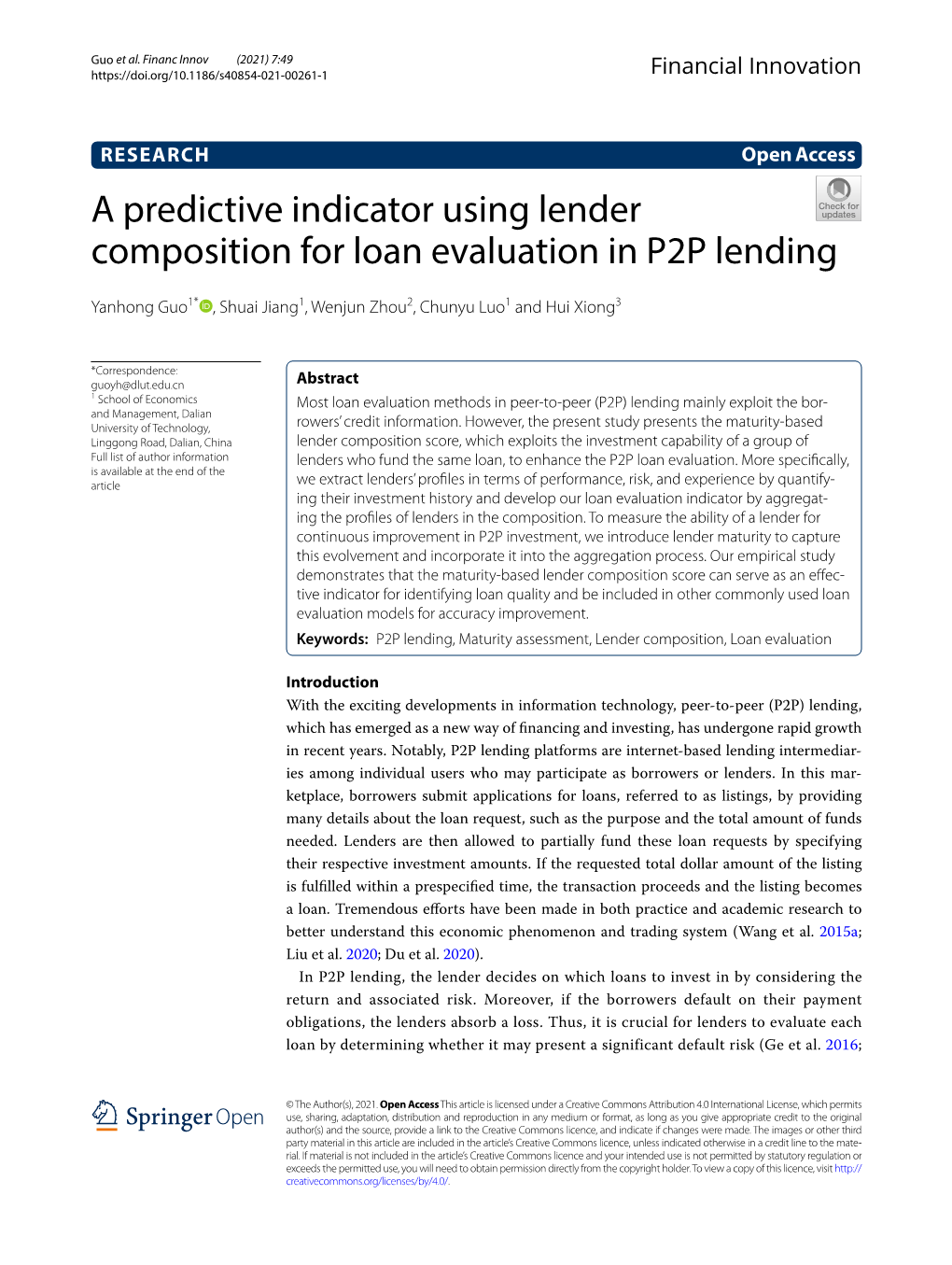 A Predictive Indicator Using Lender Composition for Loan Evaluation in P2P Lending