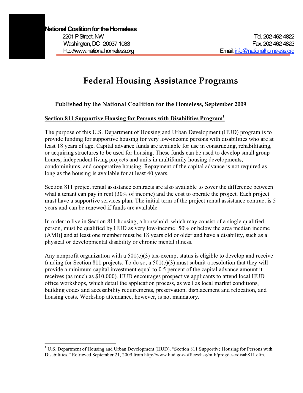 Federal Housing Assistance Programs