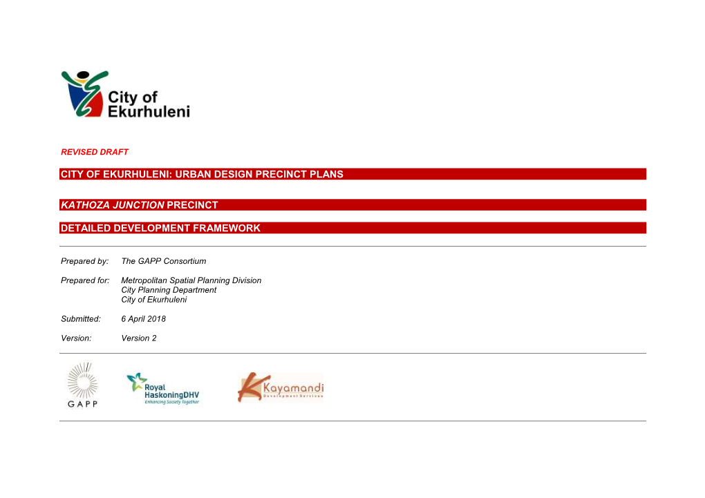 Kathoza Junction Urban Design Precinct Plan: Detailed Development Framework