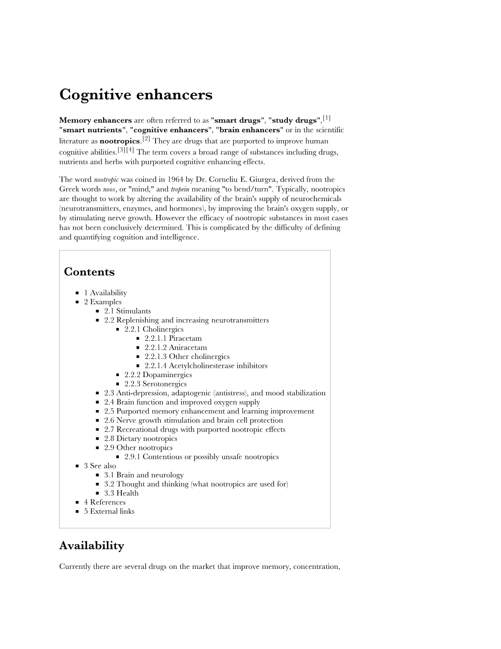 Cognitive Enhancers