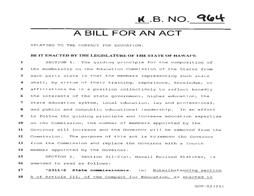 K .B. NO. 'K a BILL for AN