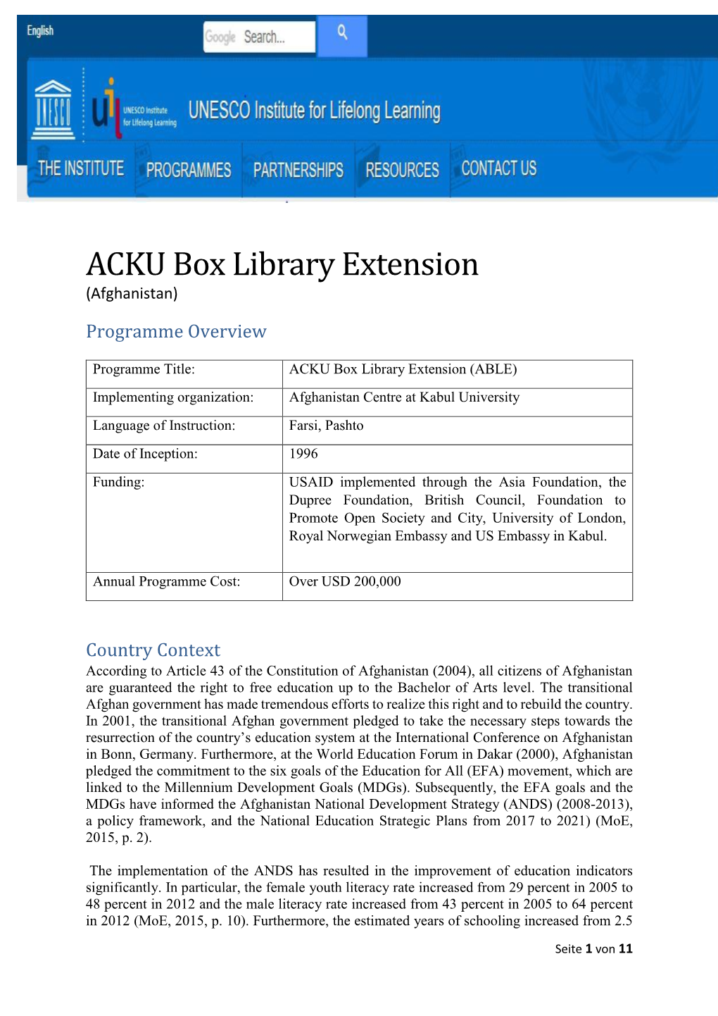 ACKU Box Library Extension (Afghanistan)