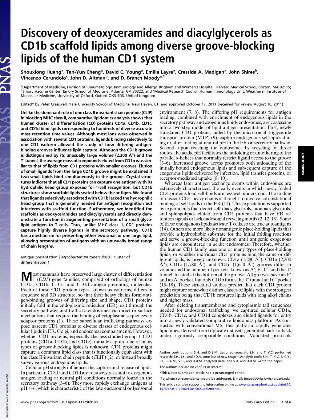 Discovery of Deoxyceramides and Diacylglycerols As Cd1b Scaffold Lipids Among Diverse Groove-Blocking Lipids of the Human CD1 System