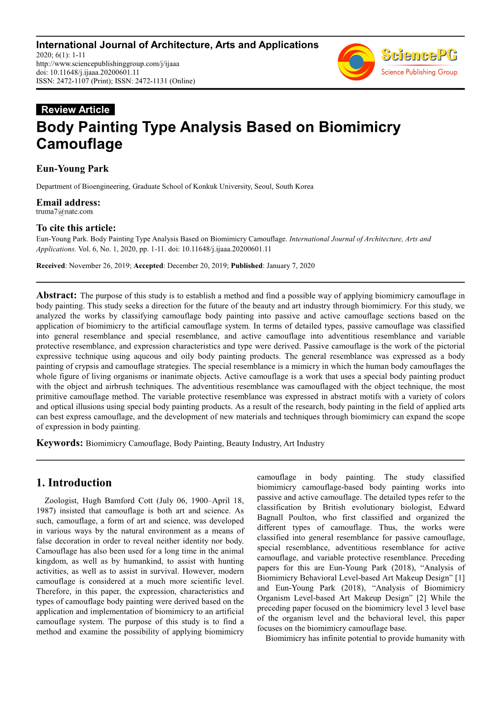 Body Painting Type Analysis Based on Biomimicry Camouflage