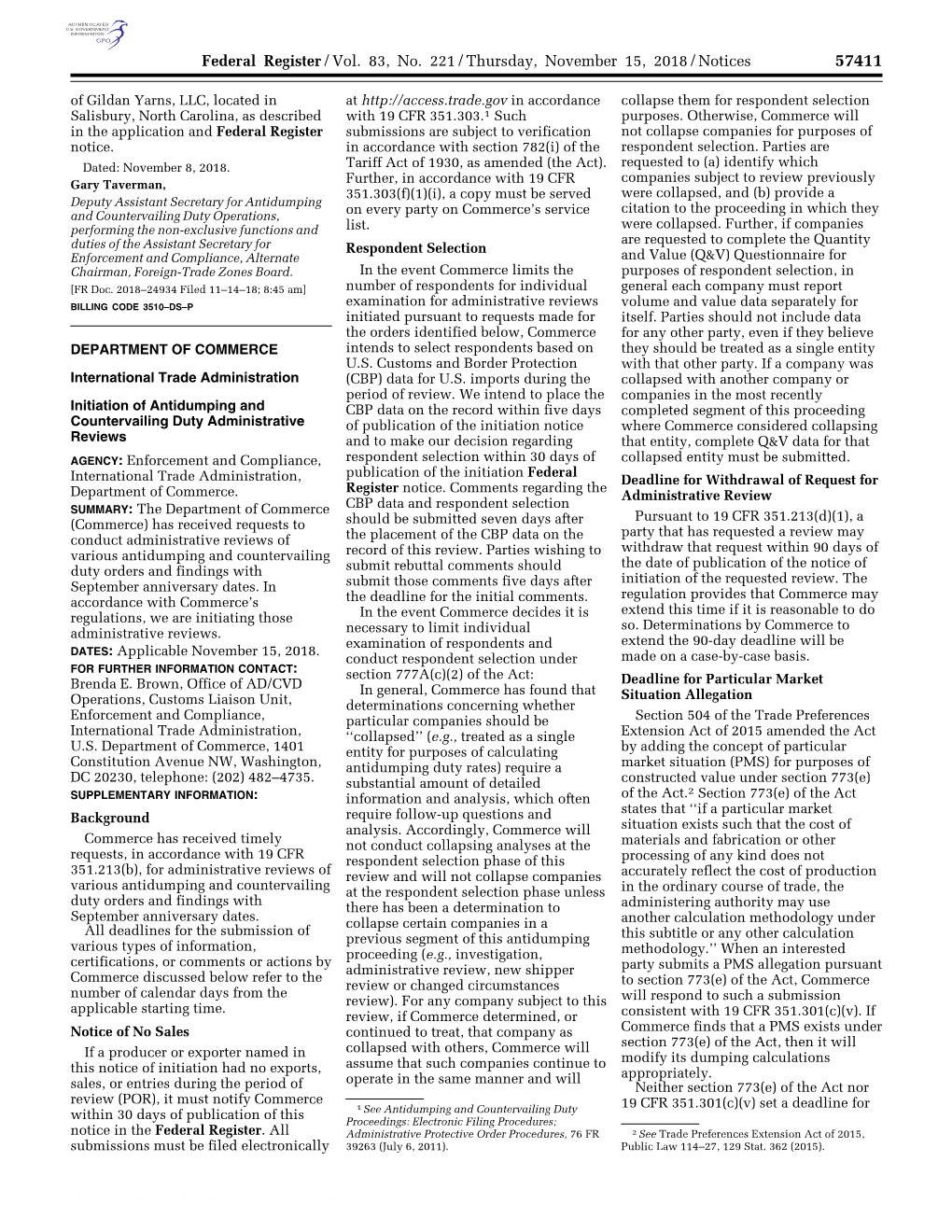 Federal Register/Vol. 83, No. 221/Thursday, November 15, 2018/Notices