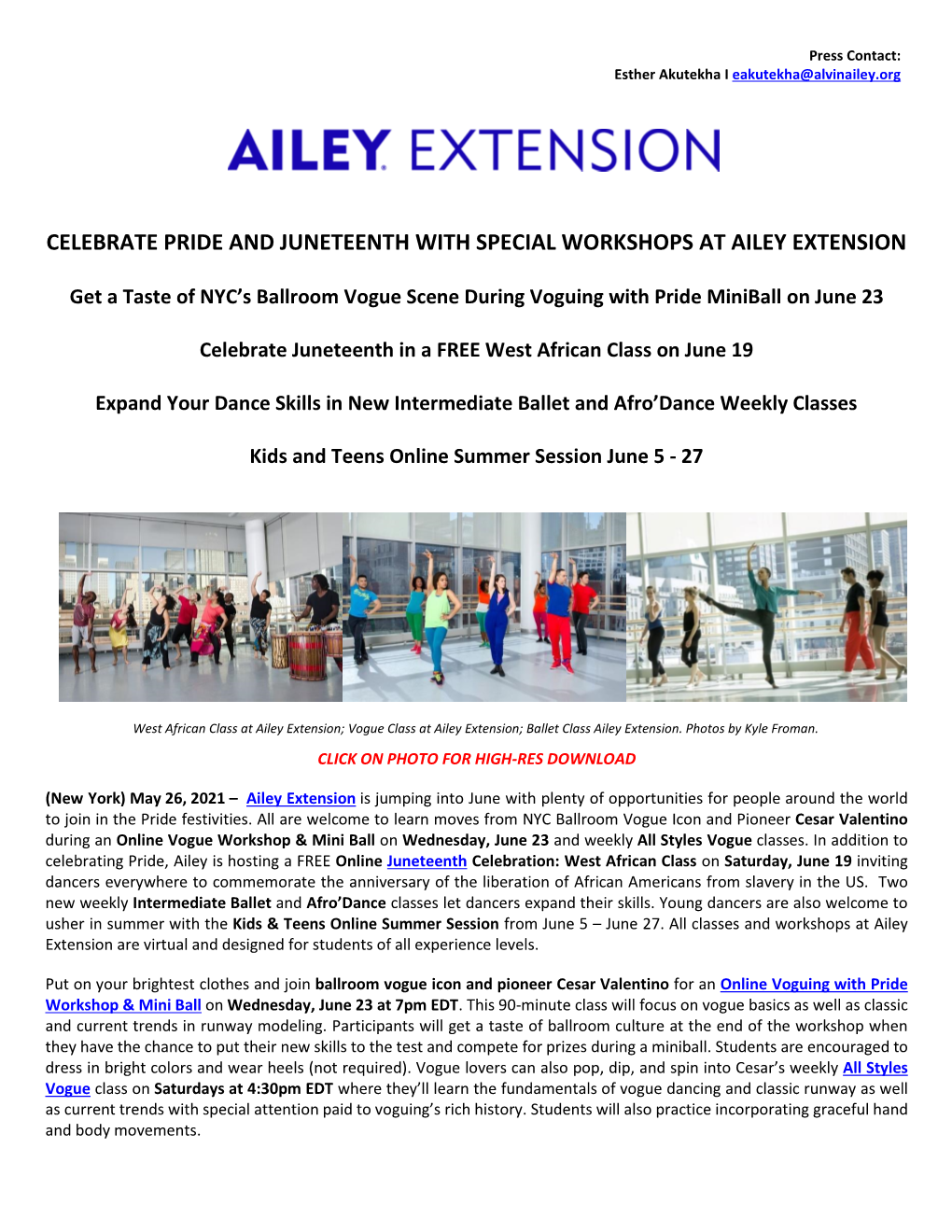 Celebrate Pride and Juneteenth with Special Workshops at Ailey Extension