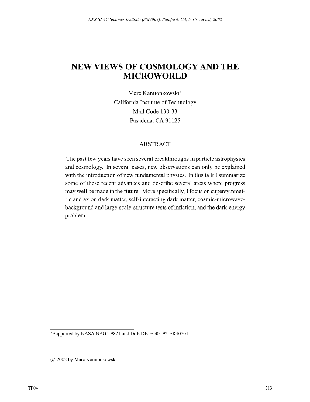 New Views of Cosmology and the Microworld