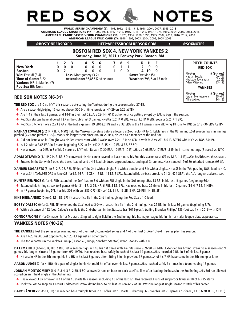 Post-Game Notes