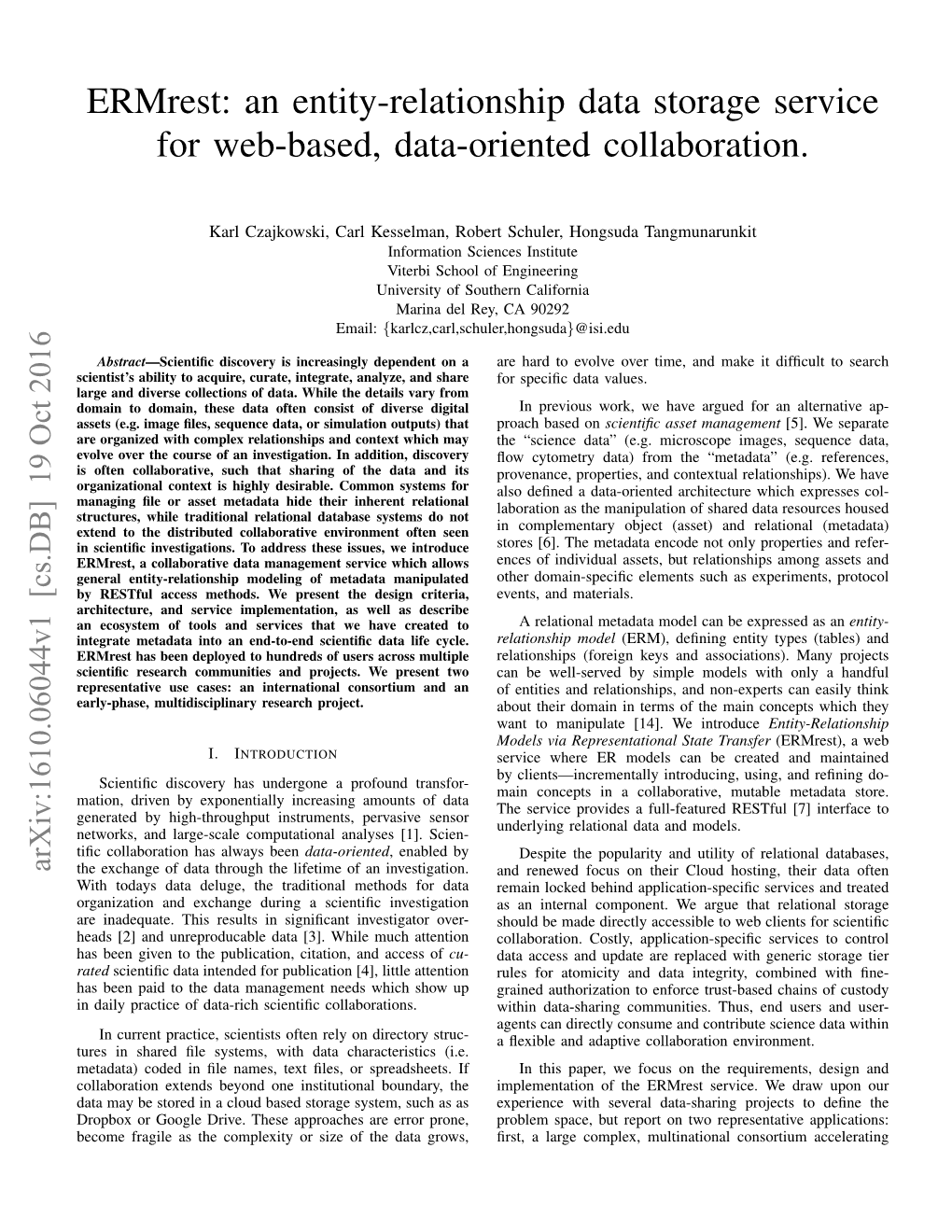 Ermrest: an Entity-Relationship Data Storage Service for Web-Based, Data-Oriented Collaboration