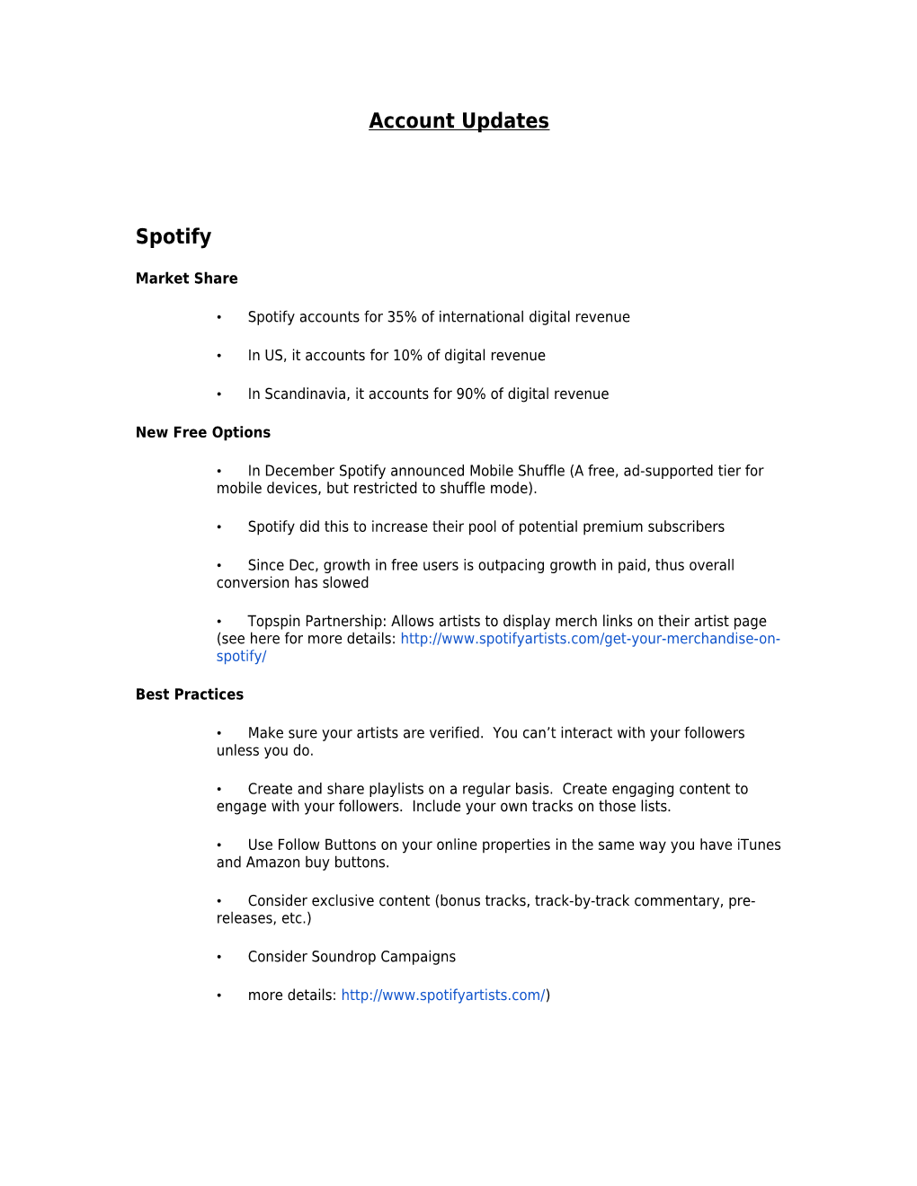 Spotify Accounts for 35% of International Digital Revenue