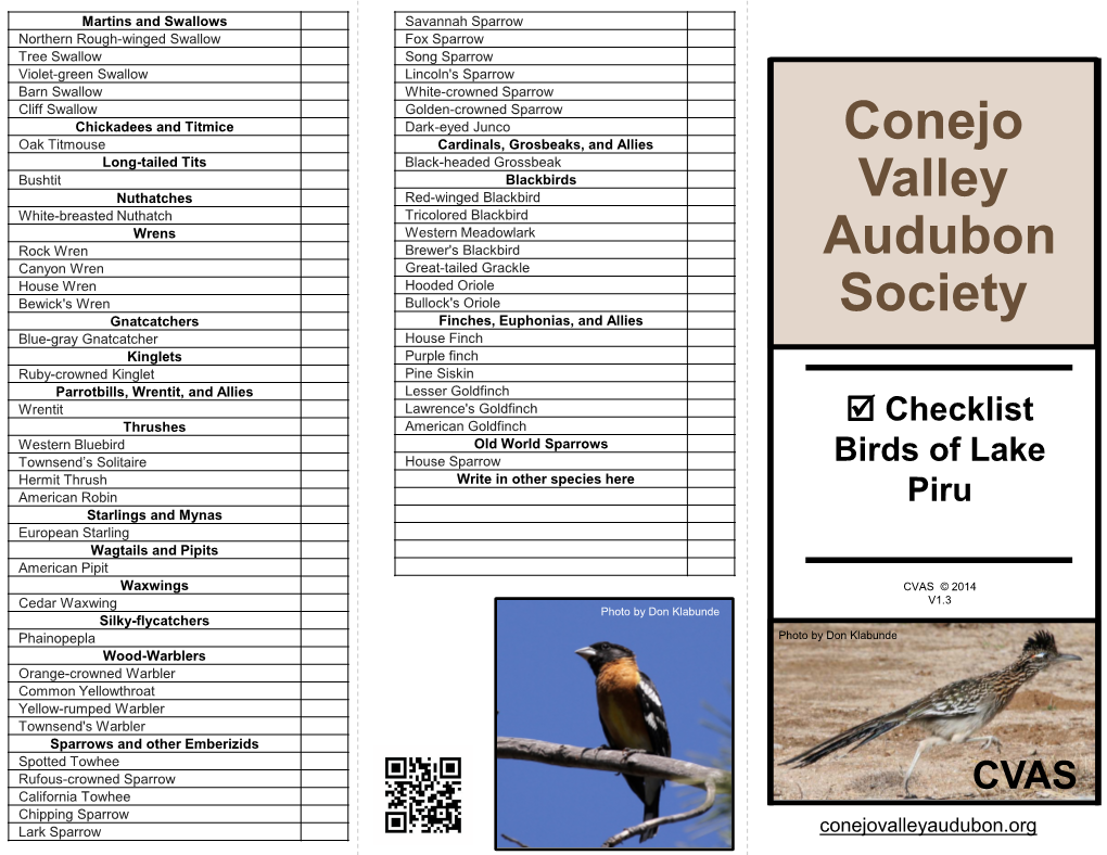 CVAS Brochure Lake Piru Checklist V1.3