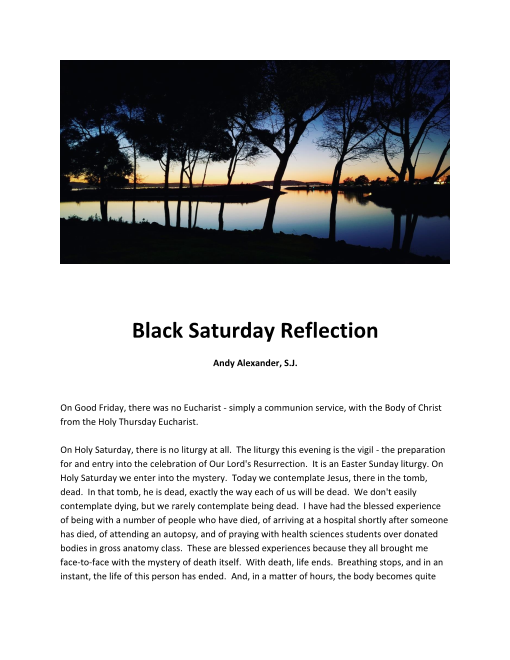 Black Saturday Reflection