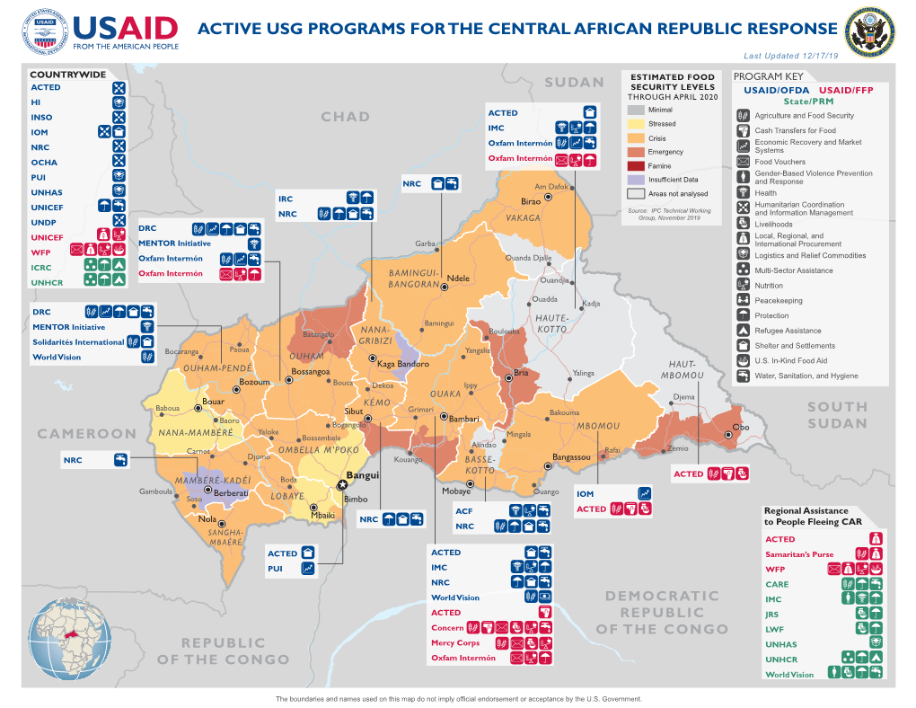 12.17.19 Active USG Humanitarian Programs in Central African Republic