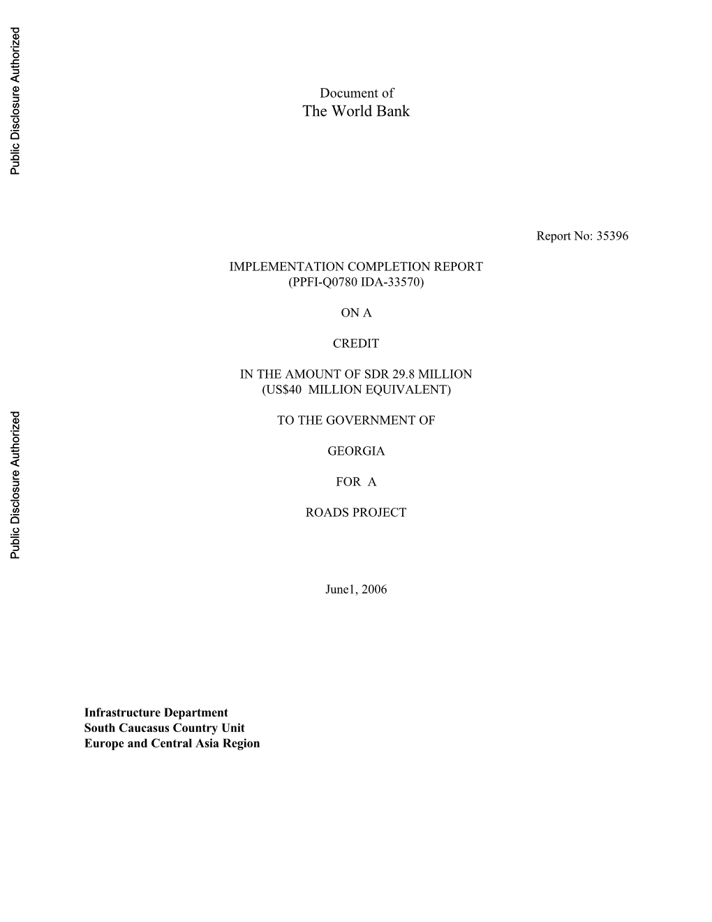 The World Bank Public Disclosure Authorized