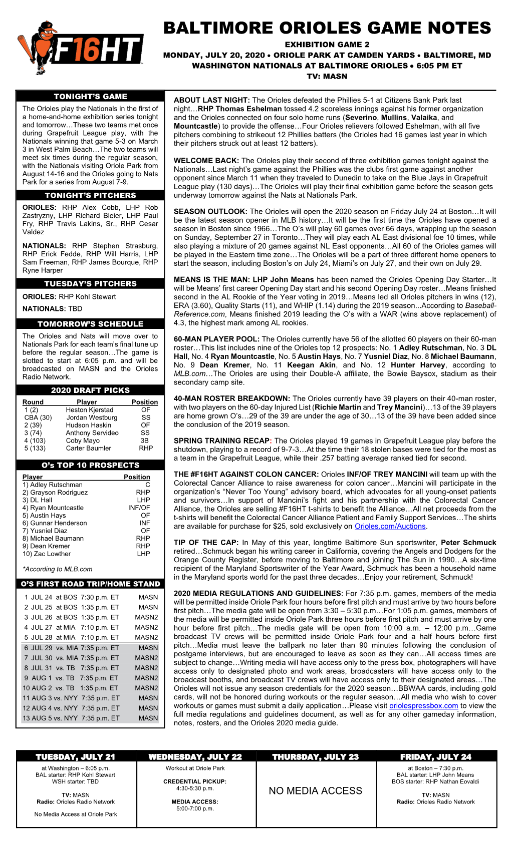 Orioles Game Information • August 26, 2008