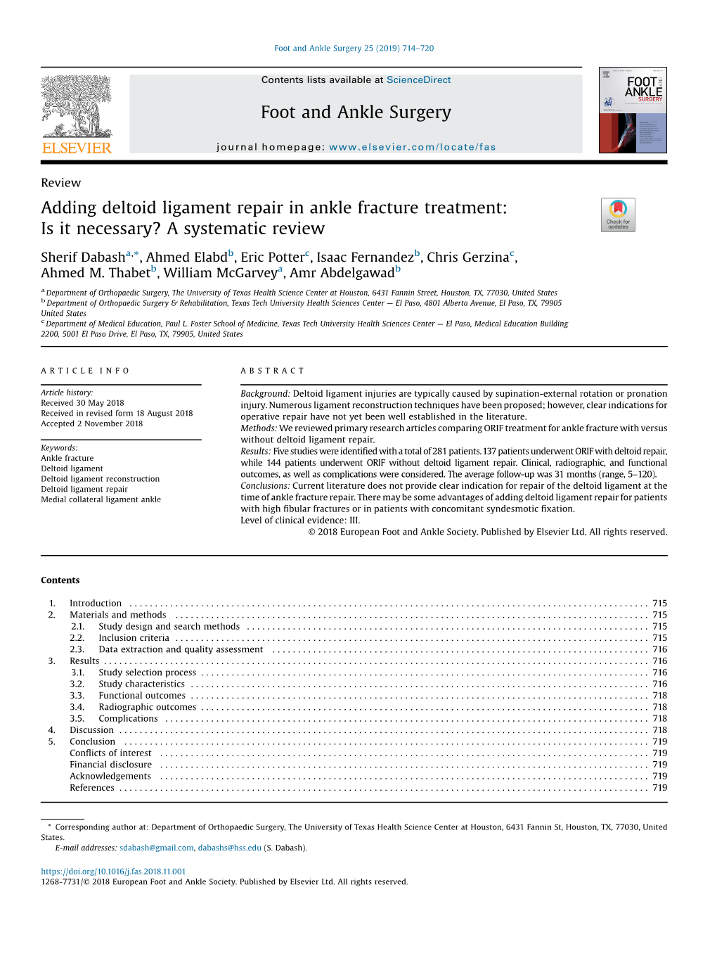 Adding Deltoid Ligament Repair in Ankle Fracture Treatment: Is It Necessary? a Systematic Review