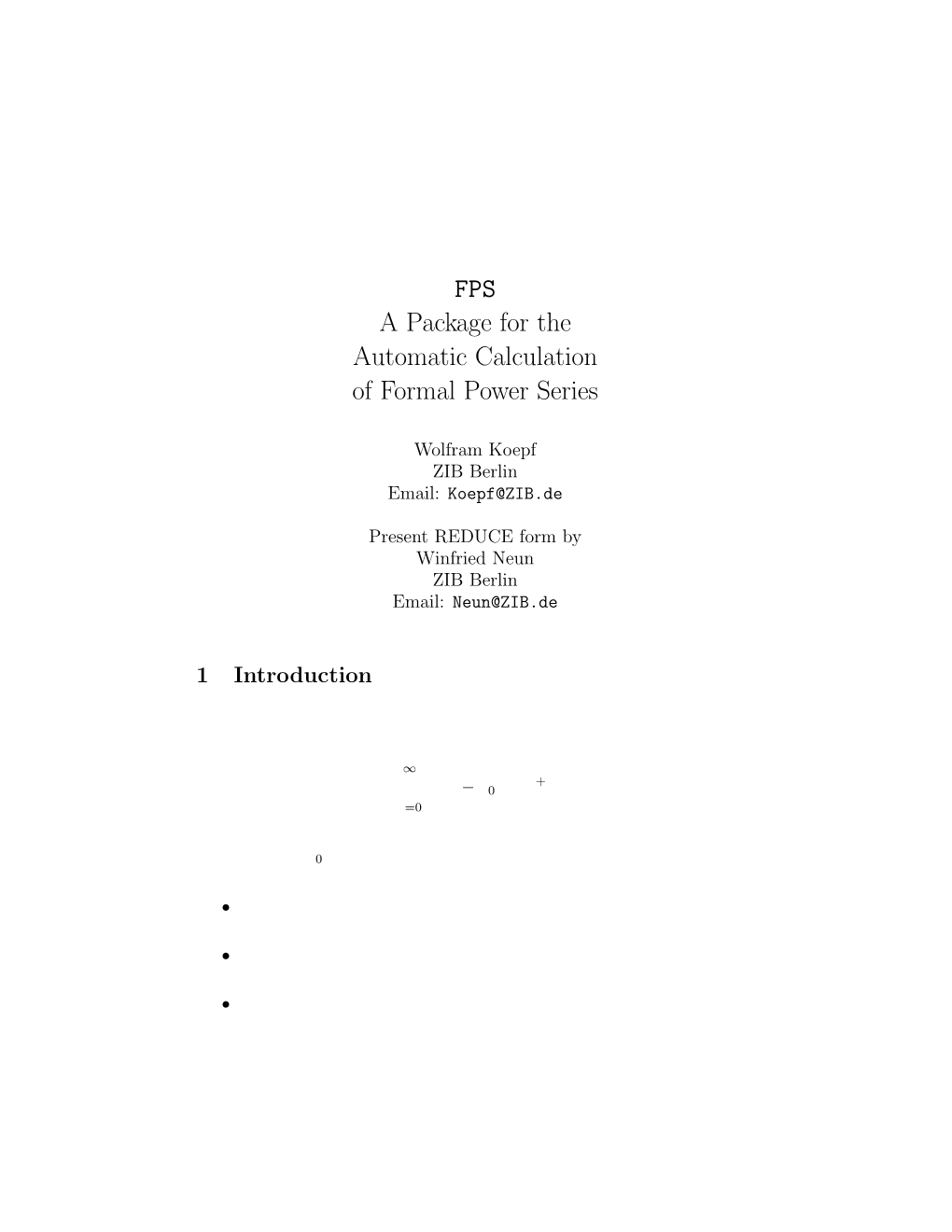 FPS a Package for the Automatic Calculation of Formal Power Series