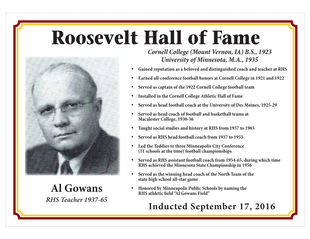 Roosevelt Hall of Fame