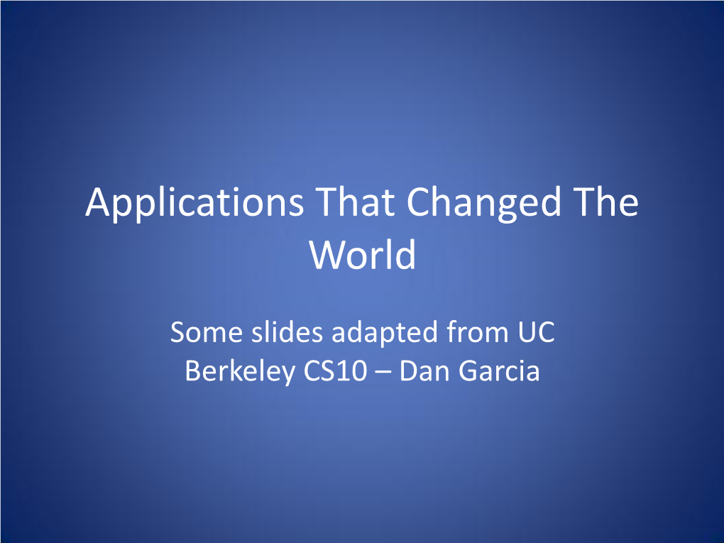 Applications That Changed the World