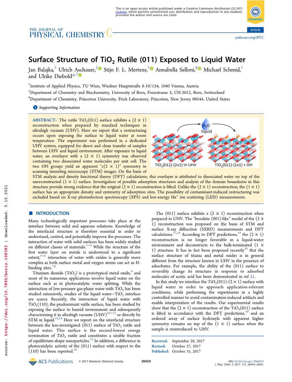 Surface Structure of Tio2 Rutile (011) Exposed to Liquid Water