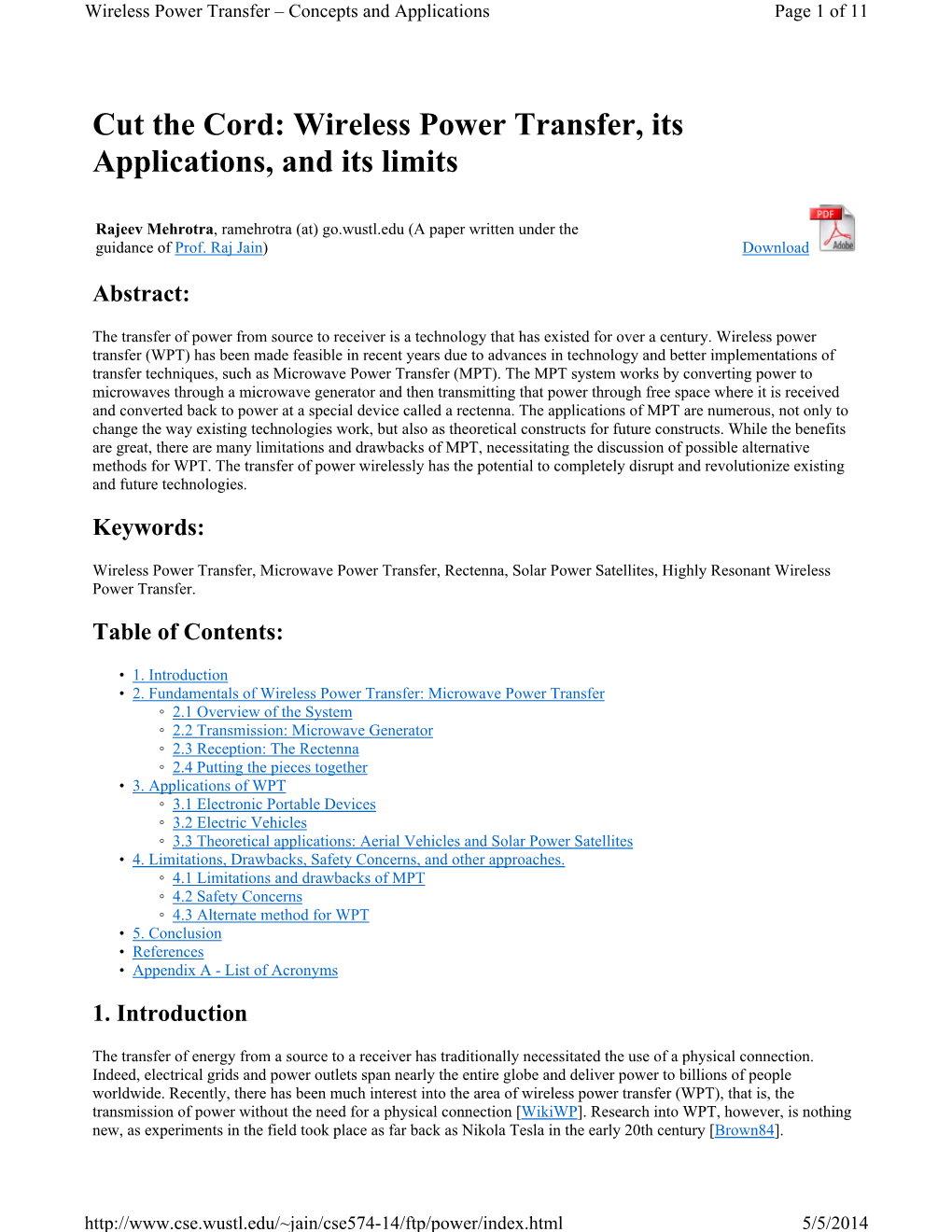 Wireless Power Transfer &Ndash; Concepts and Applications