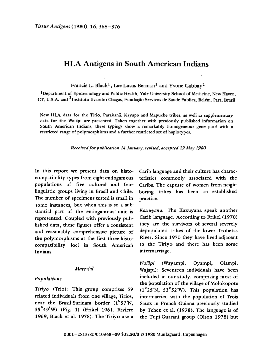 HLA Antigens in South American Lndians