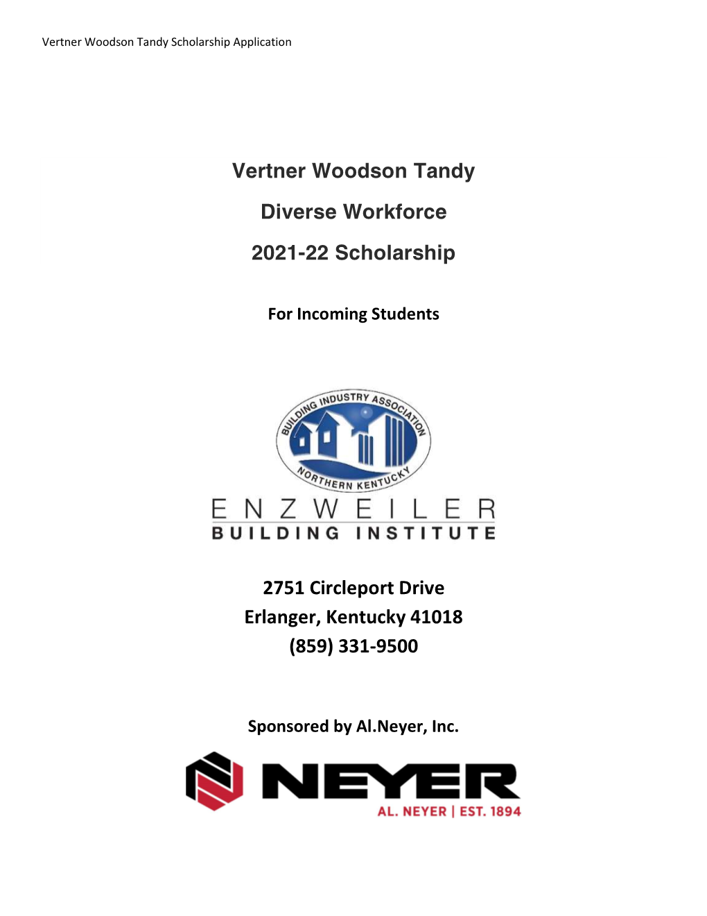 Vertner Woodson Tandy Diverse Workforce 2021-22 Scholarship