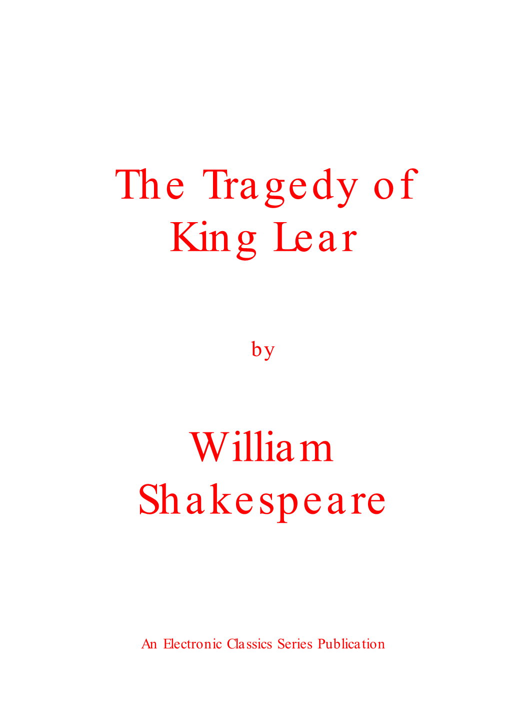 The Tragedy of King Lear