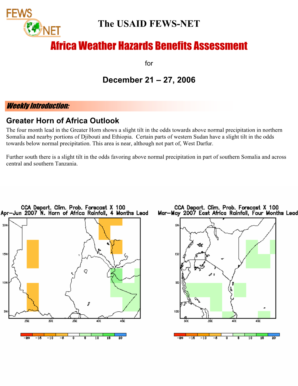 Africa Weather Hazards Benefits Assessment