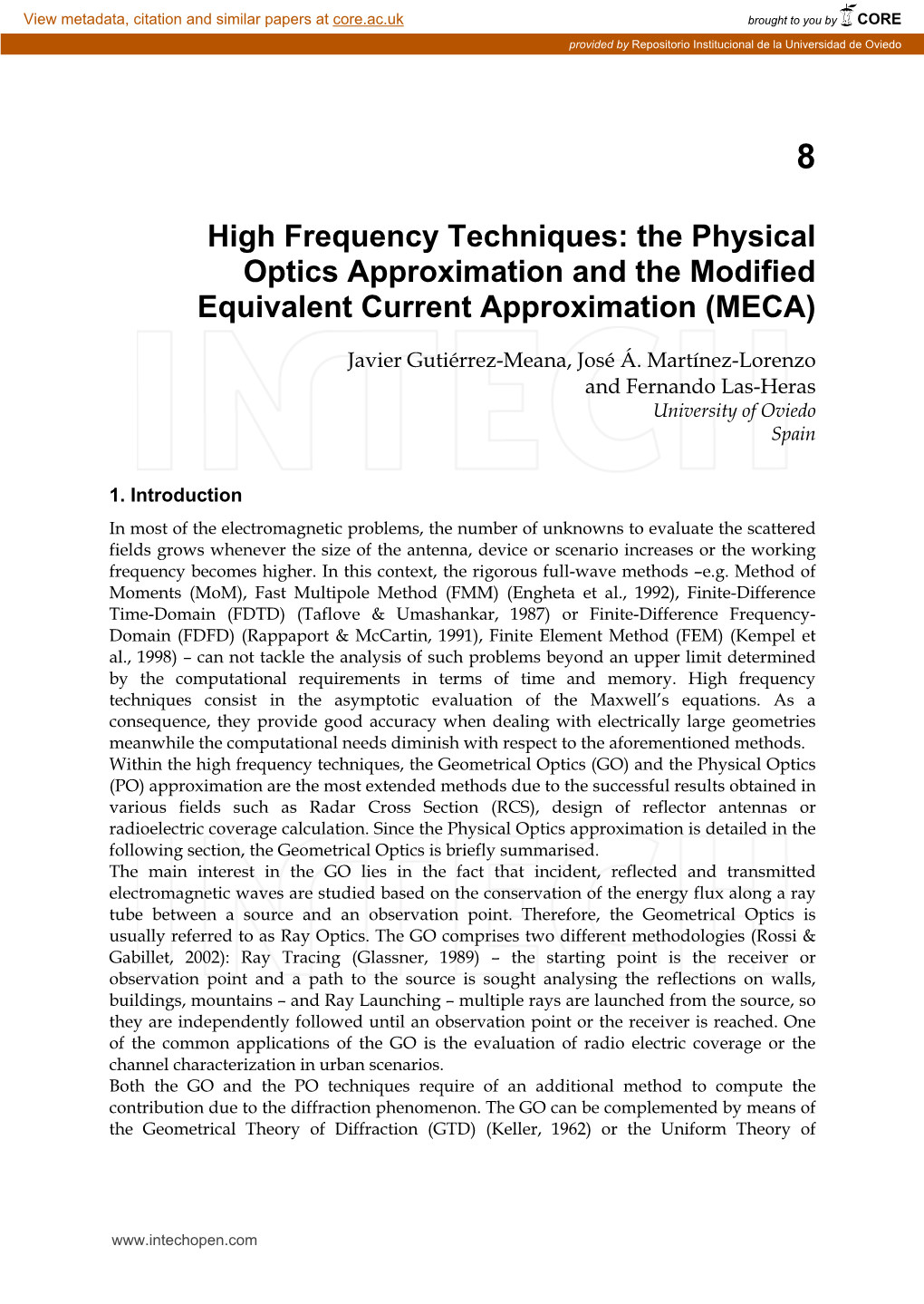 The Physical Optics Approximation and the Modified Equivalent Current Approximation (MECA)