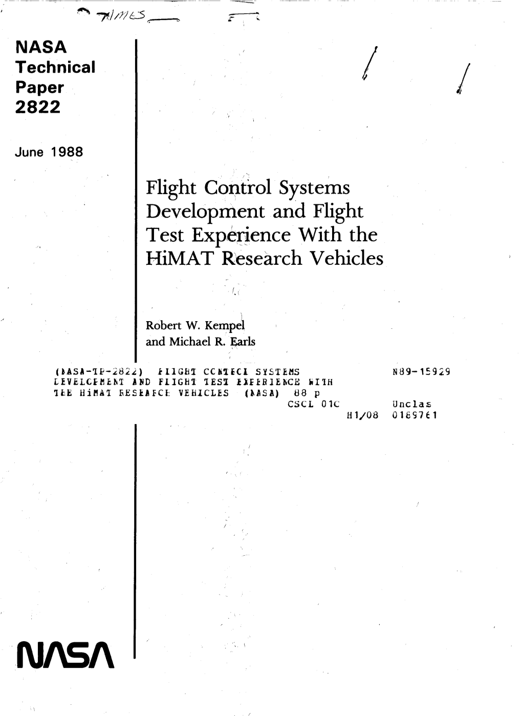 Flight Control Systems Development and Flight Test Exp(6Rience With