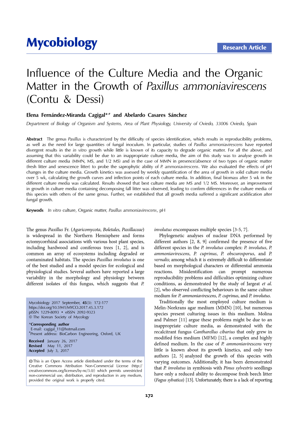 Mycobiology Research Article