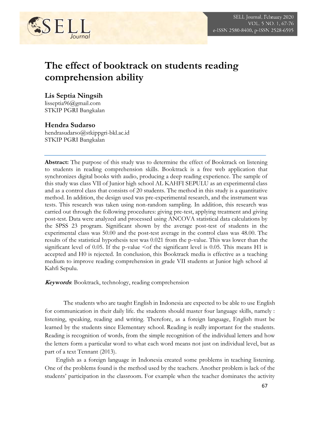 The Effect of Booktrack on Students Reading Comprehension Ability