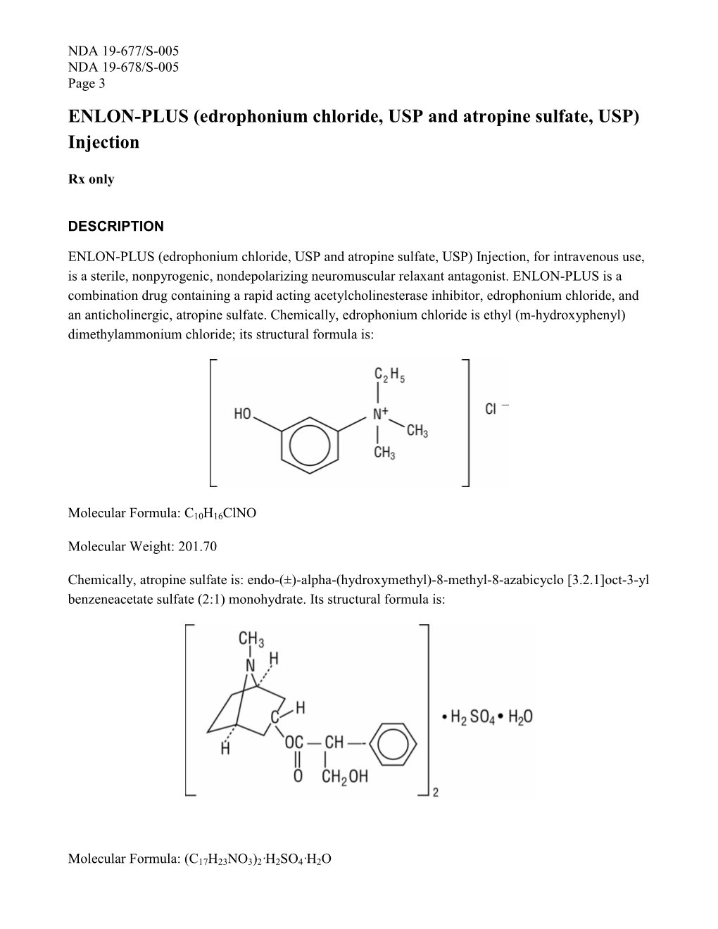 ENLON-PLUS (Edrophonium Chloride, USP and Atropine Sulfate, USP) Injection