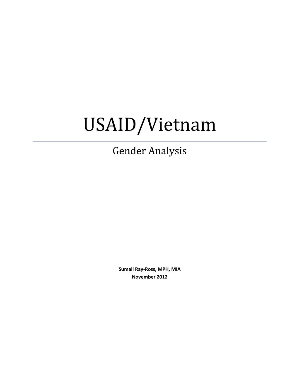 USAID/Vietnam Gender Assessment