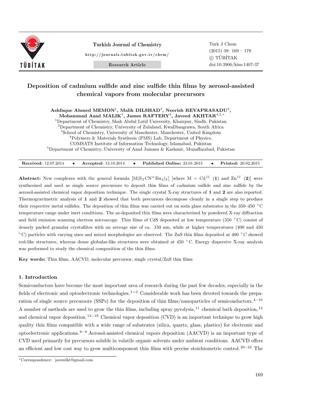 Deposition of Cadmium Sulfide and Zinc Sulfide Thin Films by Aerosol