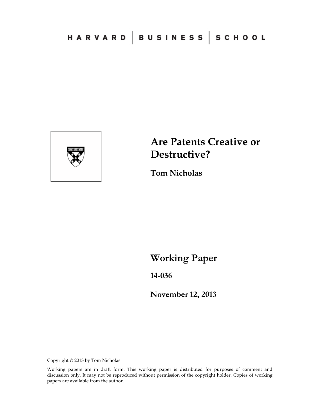 Are Patents Creative Or Destructive? Working Paper