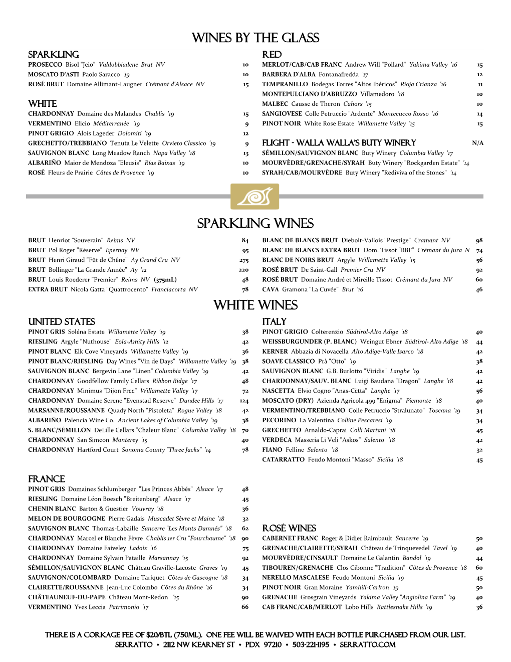 White Wines WINES by the GLASS Sparkling Wines