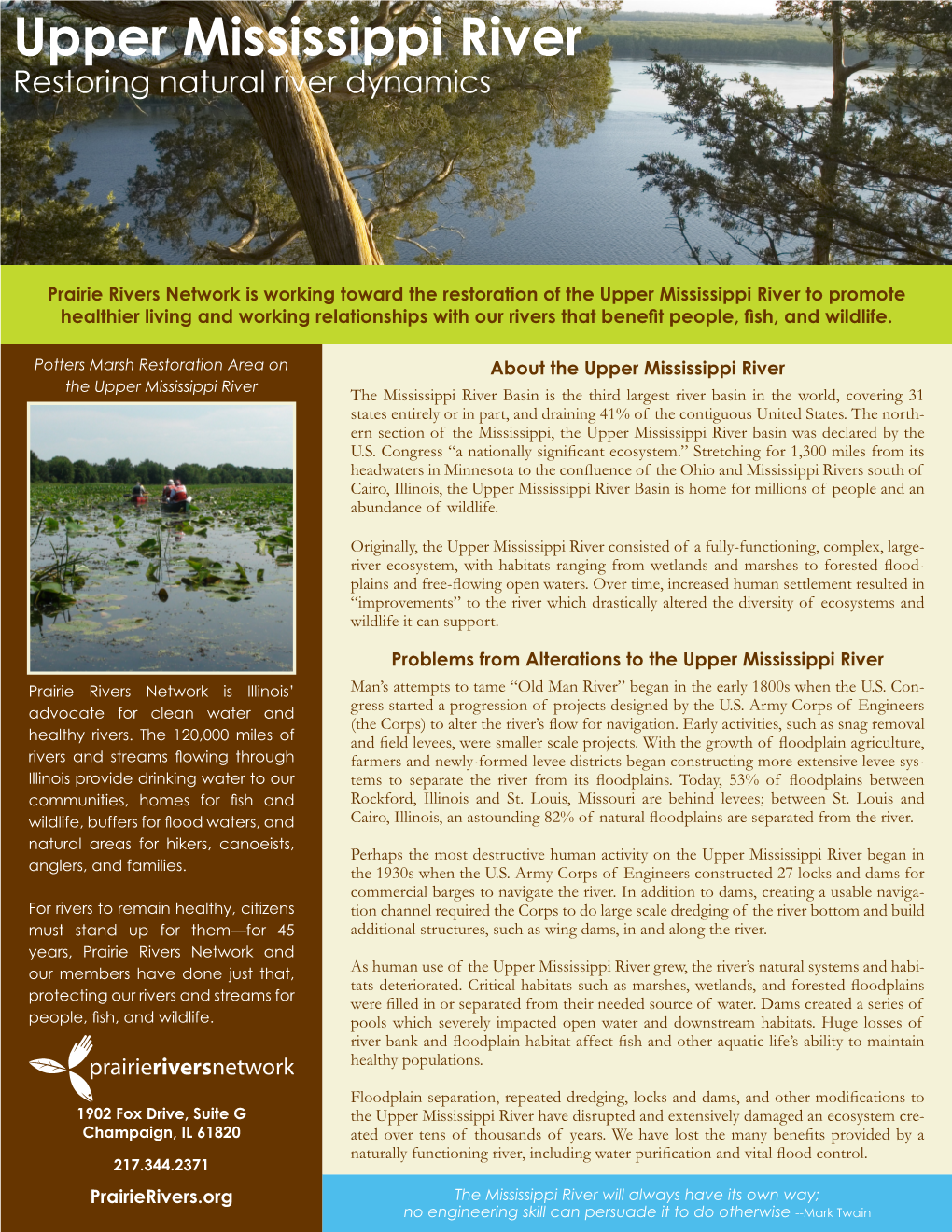 Upper Mississippi River Restoring Natural River Dynamics