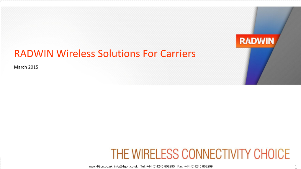 RADWIN Wireless Solutions for Carriers