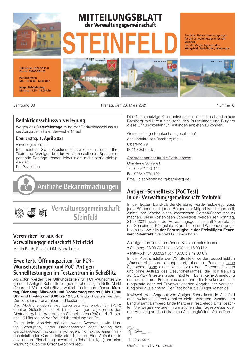 Mitteilungsblatt Der Verwaltungsgemeinschaft