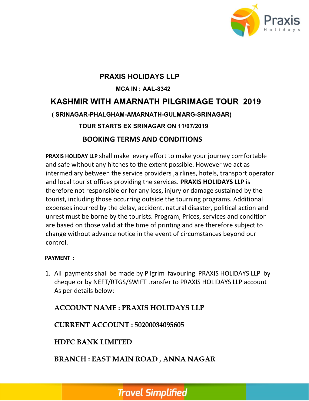 Kashmir with Amarnath Pilgrimage Tour 2019 ( Srinagar-Phalgham-Amarnath-Gulmarg-Srinagar) Tour Starts Ex Srinagar on 11/07/2019