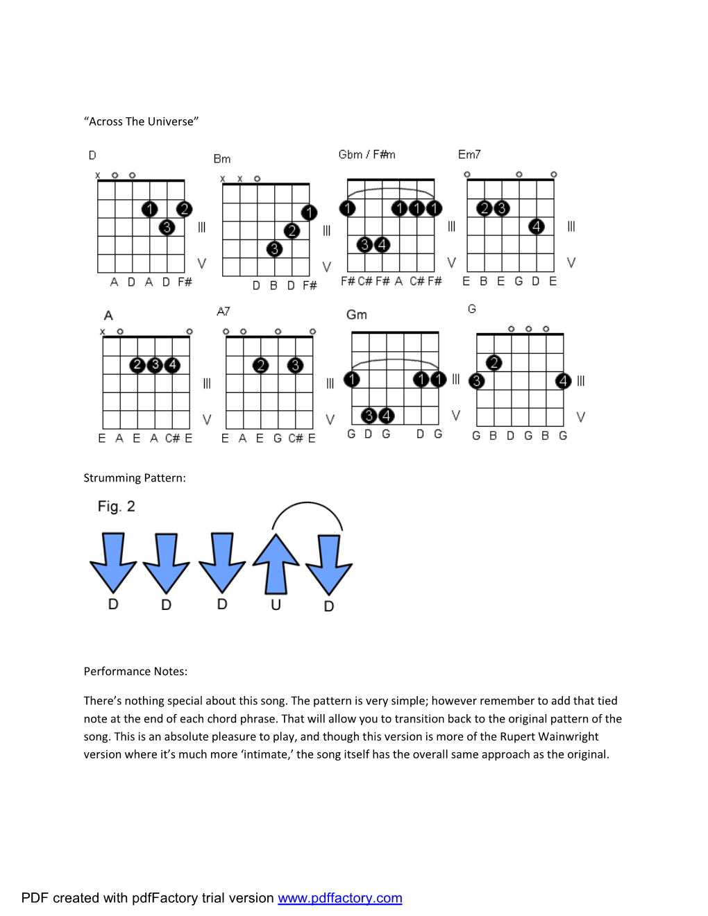 “Across the Universe” Strumming Pattern