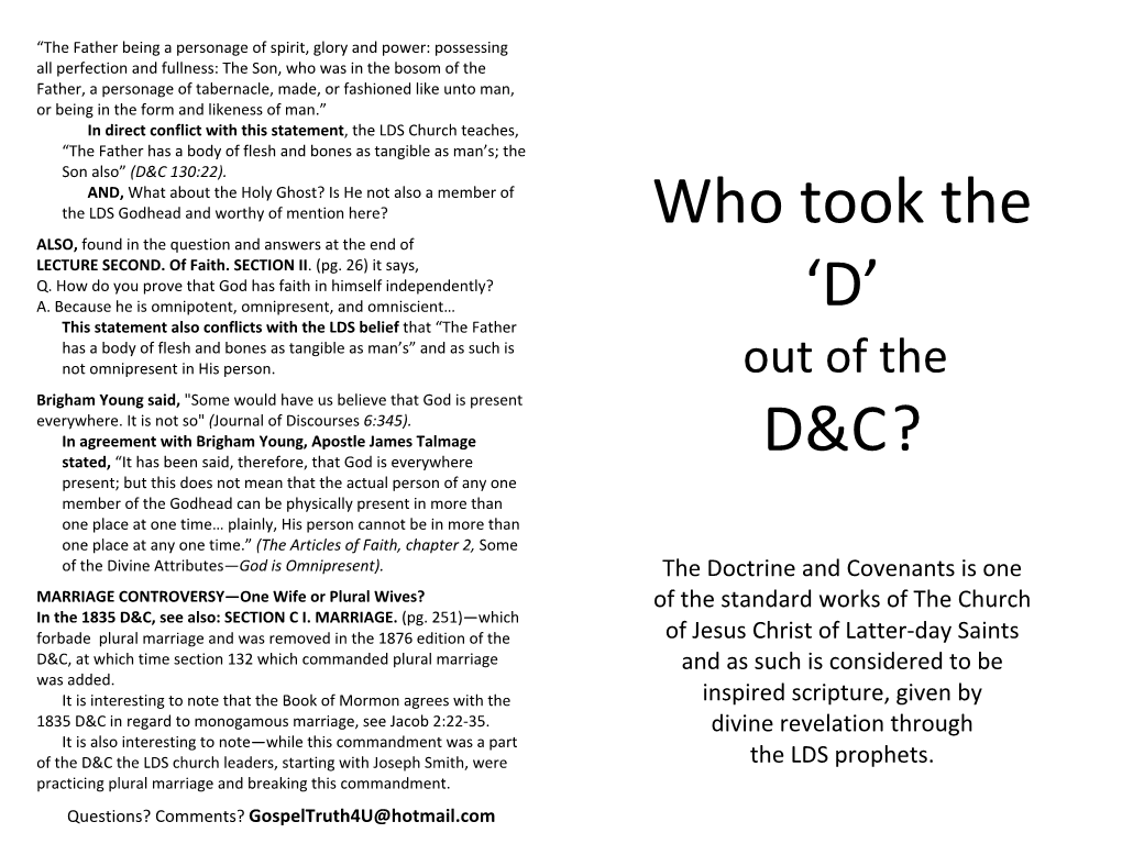 Who Took the D out of the D&C.Pdf