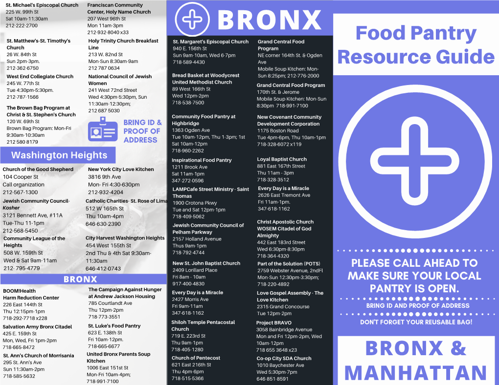 Coronavirus Food Pantry Resource Guide-MANHATTAN/BRONX